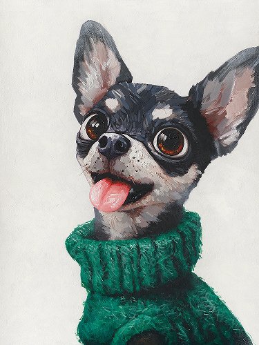 Schilderij Kleine hond groot karakter - Hiskiart