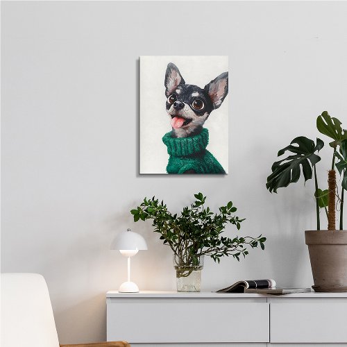 Schilderij Kleine hond groot karakter - Hiskiart