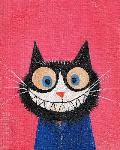Schilderij Kat met grote grijns - Hiskiart