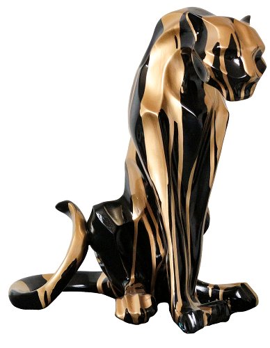 Sculptuur Zittende panter goud - Hiskiart
