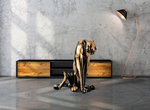 Sculptuur Zittende panter goud - Hiskiart