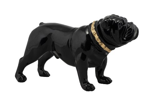 Sculptuur Buldog met gouden halsband - Hiskiart