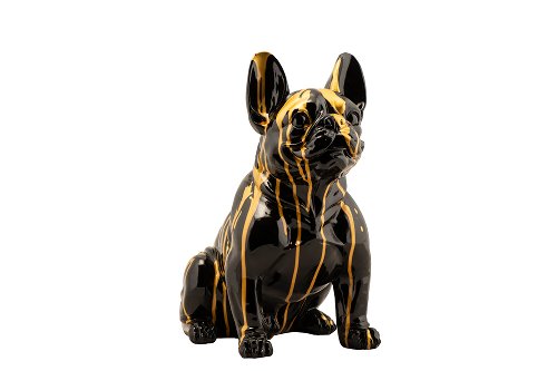Sculptuur Zittende buldog goud - Hiskiart