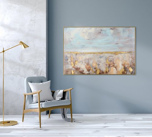 Schilderij Golden Horizon blauw - Hiskiart