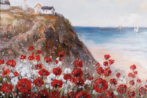 Schilderij Klaprozen aan zee - Hiskiart