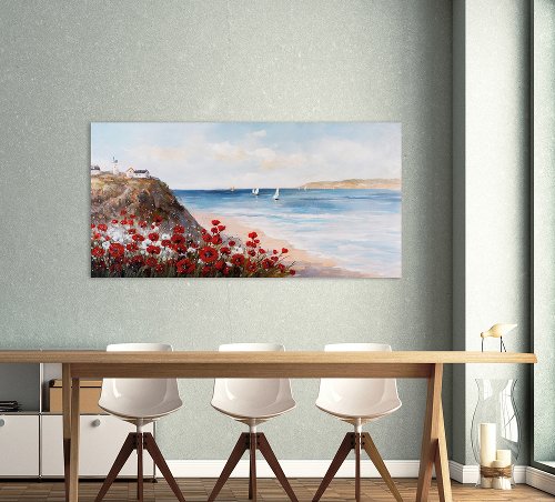 Schilderij Klaprozen aan zee - Hiskiart