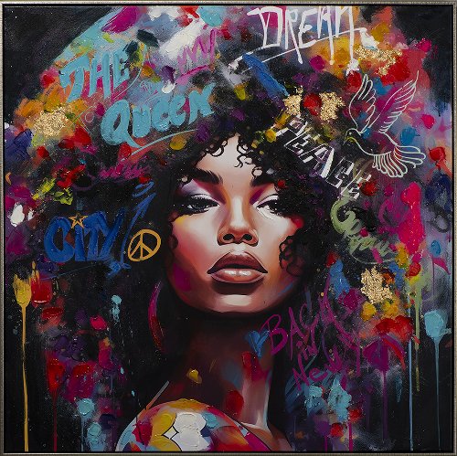 Painting Coloured Rockstyle (Canvas op houten frame) - Hiskiart