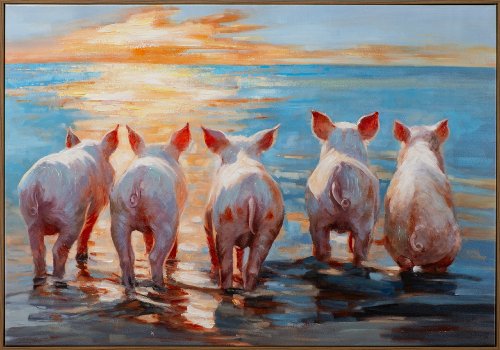 Schilderij Varkens aan zee - Hiskiart
