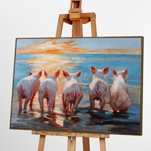 Schilderij Varkens aan zee - Hiskiart