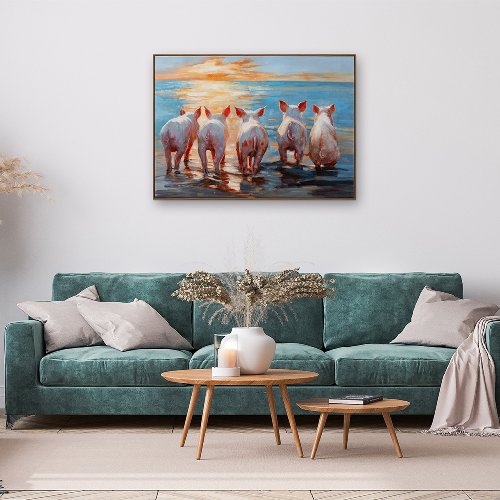 Schilderij Varkens aan zee - Hiskiart