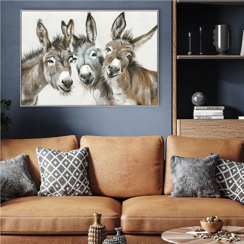 Schilderij Drie ezels op een rij - Hiskiart