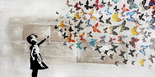Schilderij Butterfly Girl - Hiskiart