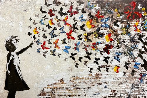 Schilderij Butterfly Girl compact - Hiskiart