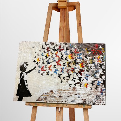 Schilderij Butterfly Girl compact - Hiskiart