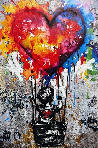 Schilderij Laat liefde vliegen - Hiskiart