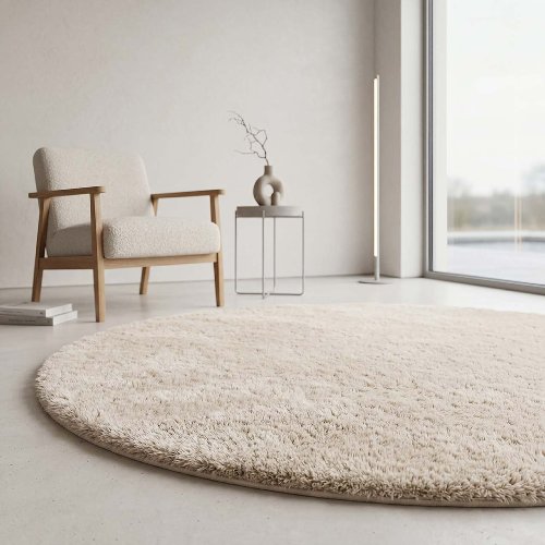 Vloerkleed Zachte wolk rond crème - Hiskiart