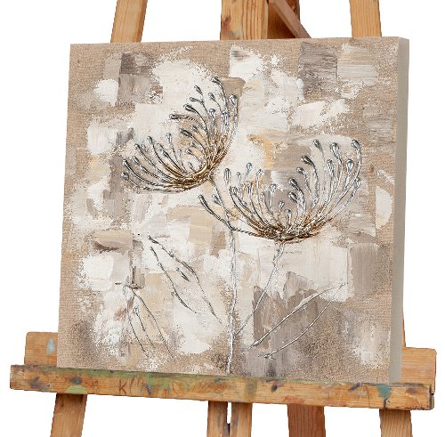 Schilderij Bloemen in zilver - Hiskiart