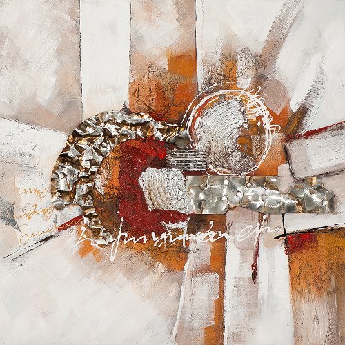 Schilderij Abstract Geometry met metaal - Hiskiart