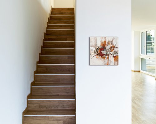 Schilderij Abstract Geometry met metaal - Hiskiart