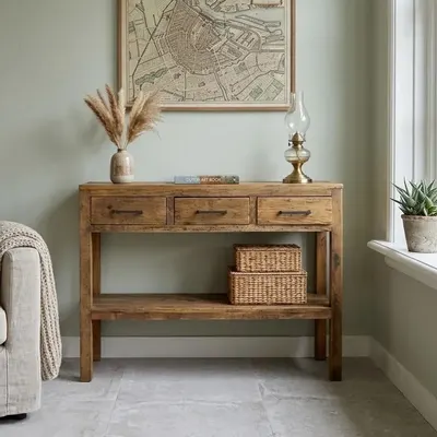 Brent sidetable 110cm uit voorraad leverbaar De Brent sidetable is vakkundig vervaardigd uit massief oud hout.