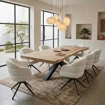 De boomstamtafel suarhout met spinpoot is een van de meest markante tafels uit de collectie van World of Brosi bij Mokan