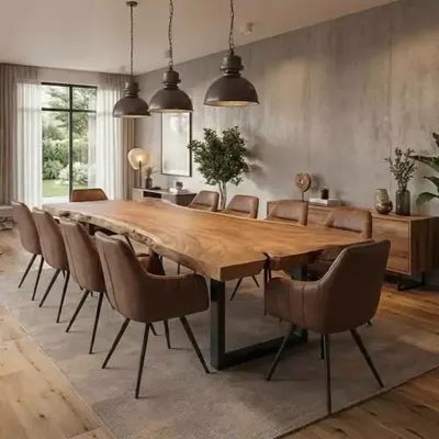 Ervaar de natuurlijke schoonheid en robuustheid van de boomstamtafel gemaakt van prachtig Suarhout.