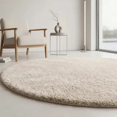 Zachte wolk rond crème is een rond vloerkleed met een zachte uitstraling.