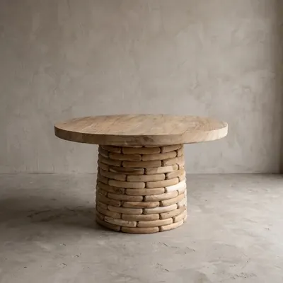 Eettafel Sem massief suarhout met teakhouten poot 👇 https://mokana.nl/tafels/eettafels/ronde-eettafels/eettafel-sem-ron