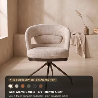 Nieuw op de website onze stoelen configurator en samen te stellen met onze eeettafels of rechtstreeks in uw woonkamer te