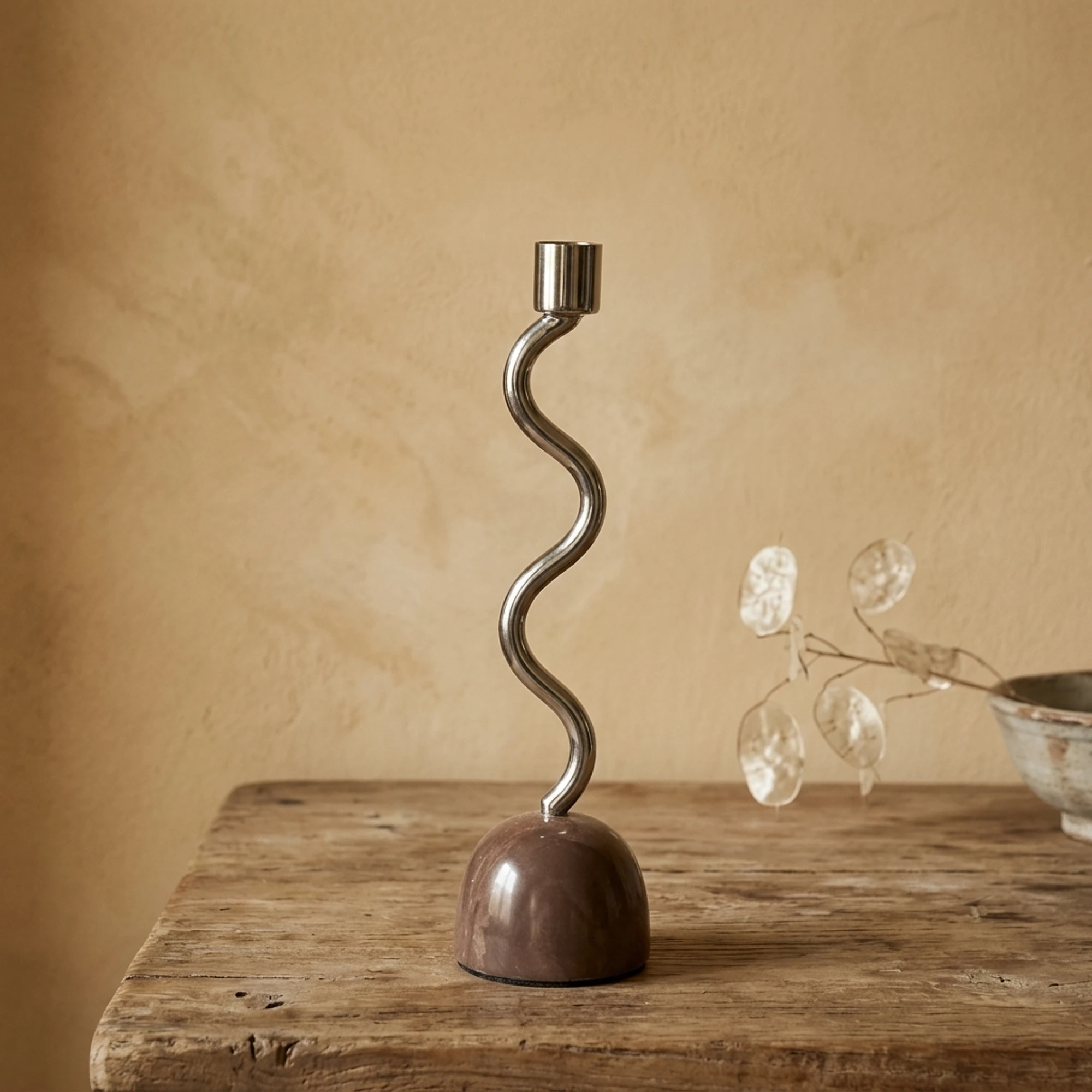 Kerzenhalter Lumiere braun Marmor - By-Boo