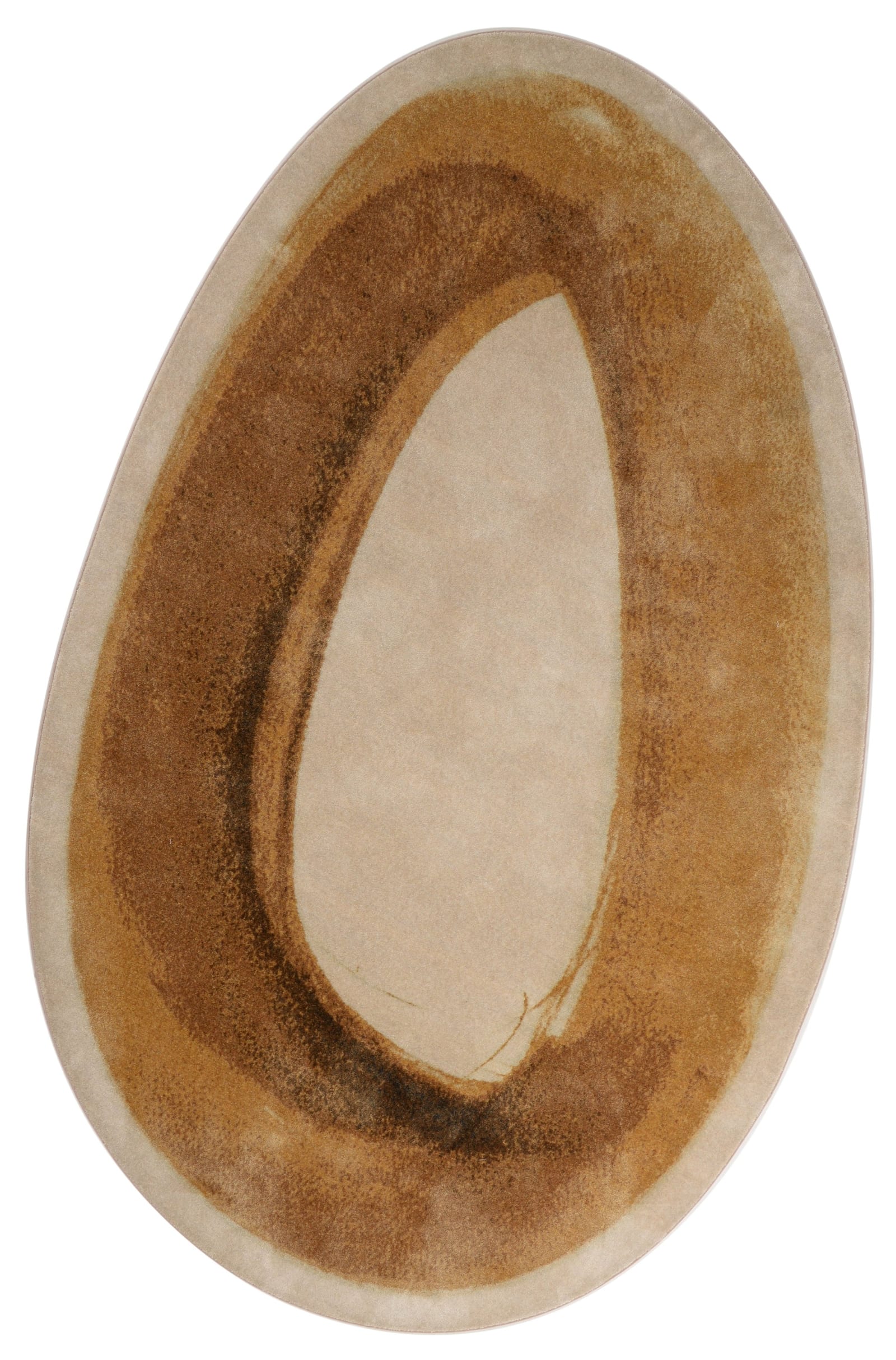 Mart Visser Teppich Brush Ovale 69 Ocker Brown, Draufsicht des Hochflor-Teppichs in der Farbe Ocker Brown - Karpi