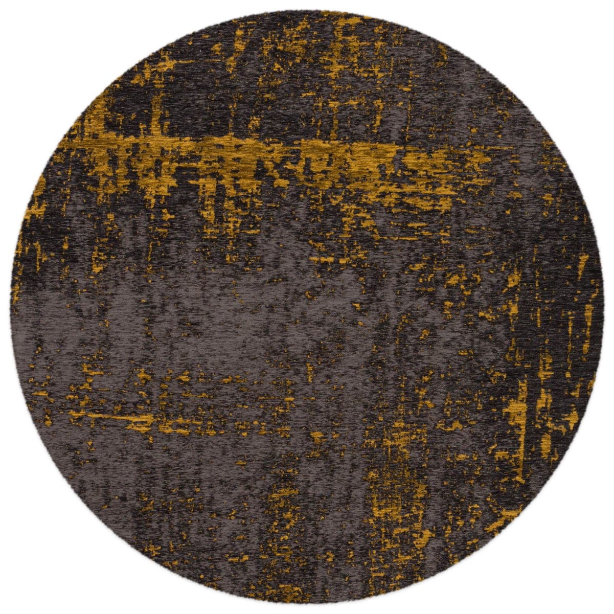 Mart Visser rug Prosper 64 Grey Custard rond, top view of the low-pile rug in the Grey Custard colourway - Karpi