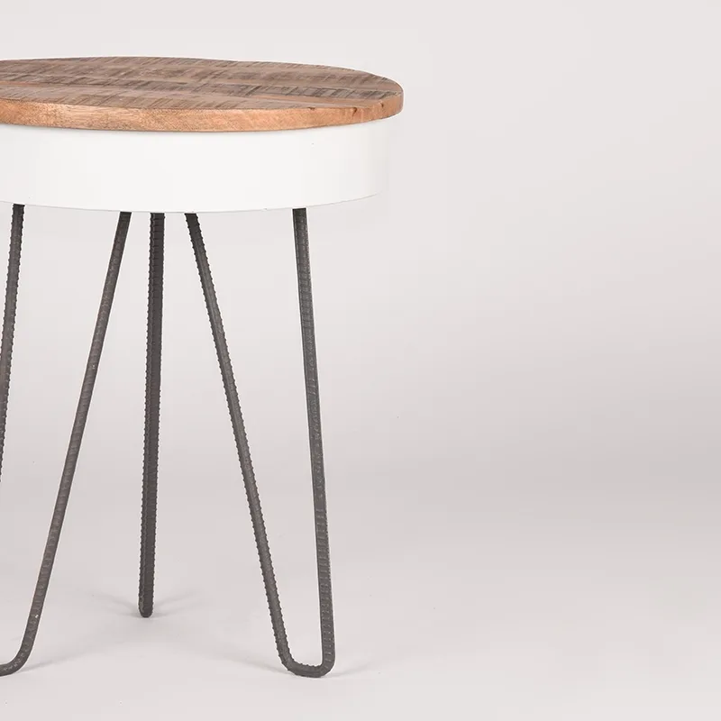 LABEL51 Beistelltisch Saria 44 cm, rond in Wit metaal, Detail 3
