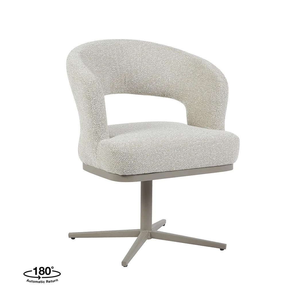 LABEL51 Dining Chair Monaco Taupe Metal Frame (Boucle, Natural)