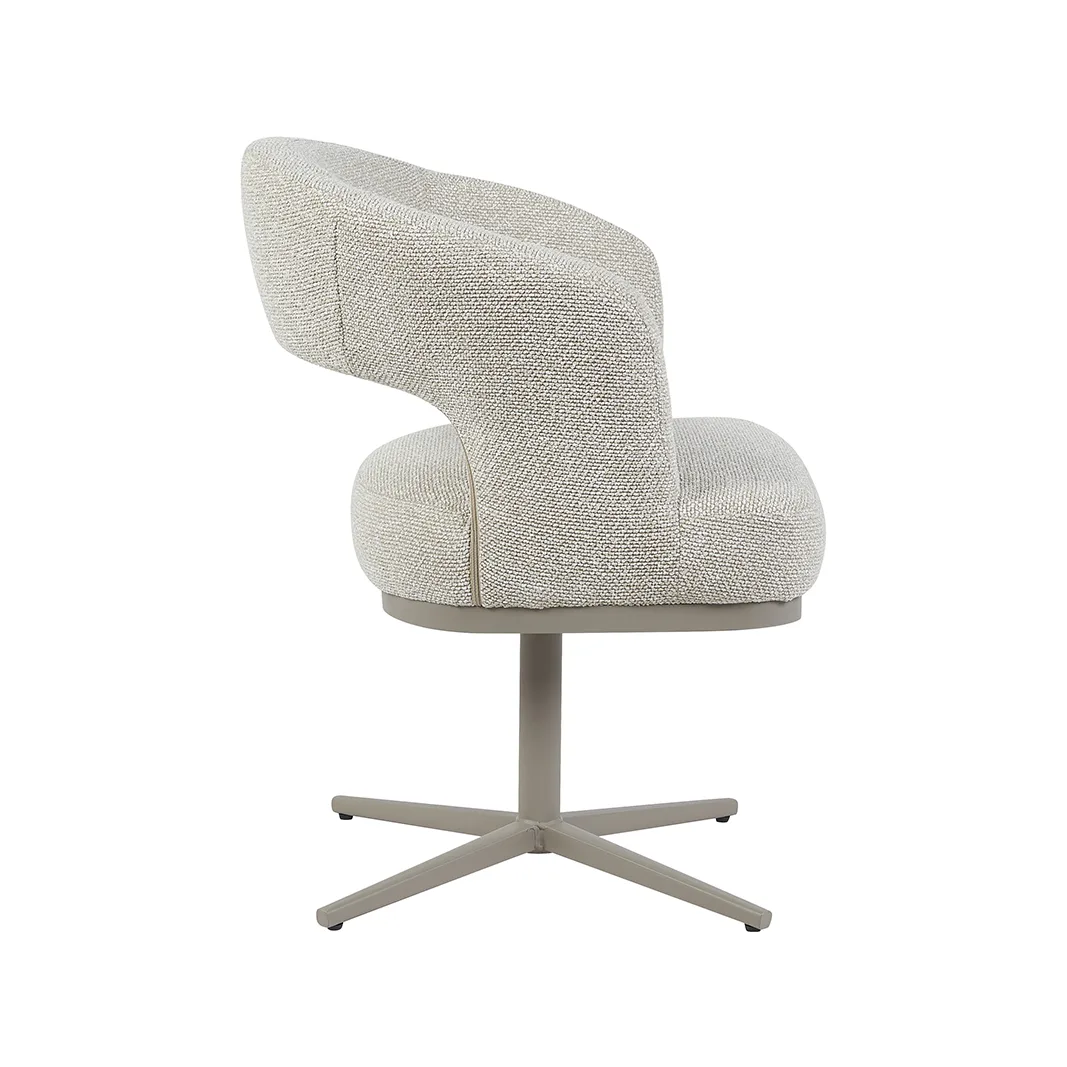 LABEL51 Eetkamerstoel Monaco taupe metalen frame in Royal Boucle Natural, detail 3