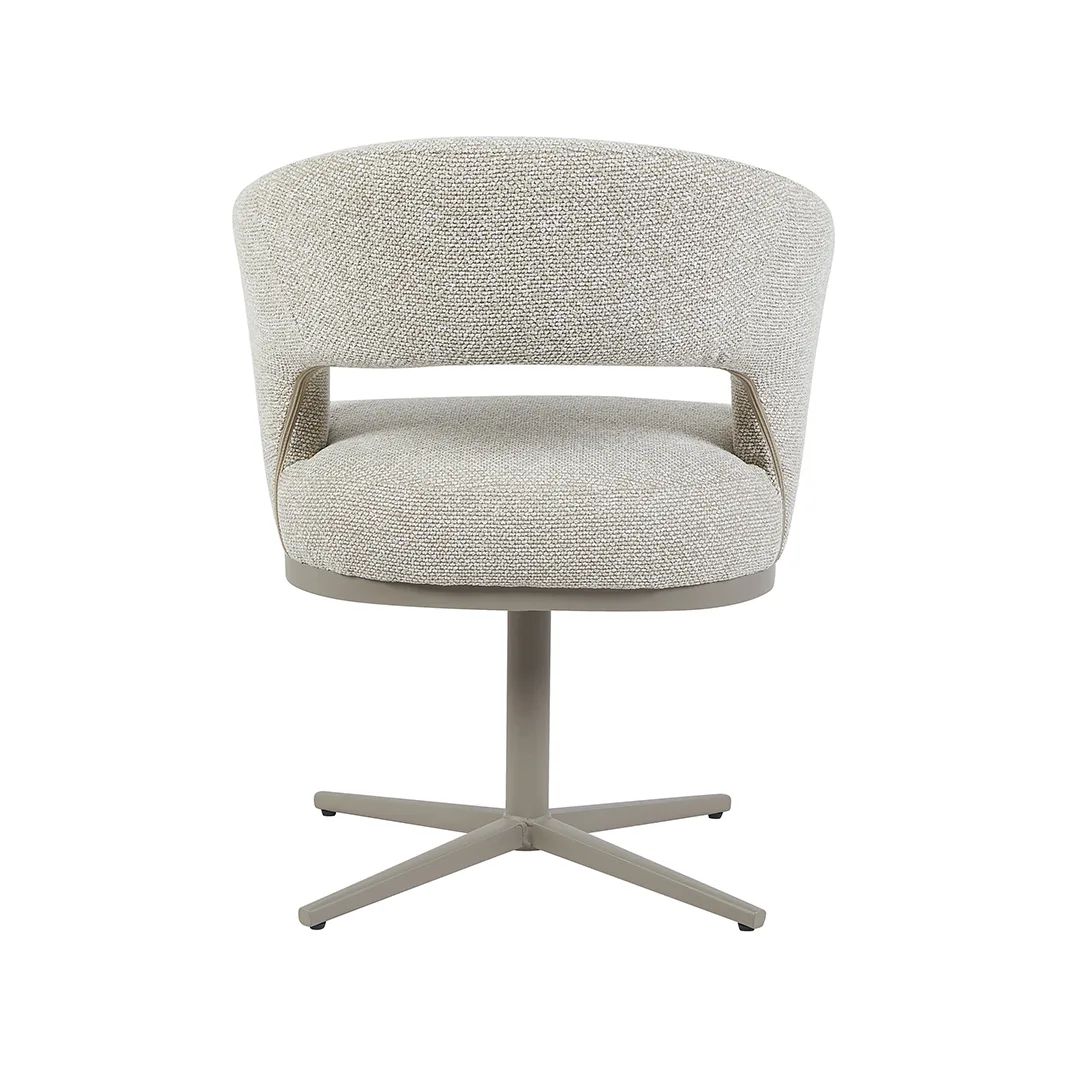 LABEL51 Eetkamerstoel Monaco taupe metalen frame in Royal Boucle Natural, detail 5
