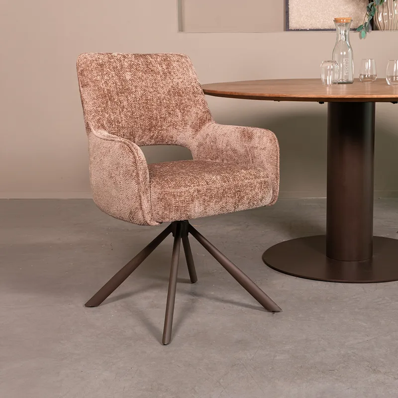 LABEL51 Eetkamerstoel Bergerac brons metaal in Haga Taupe