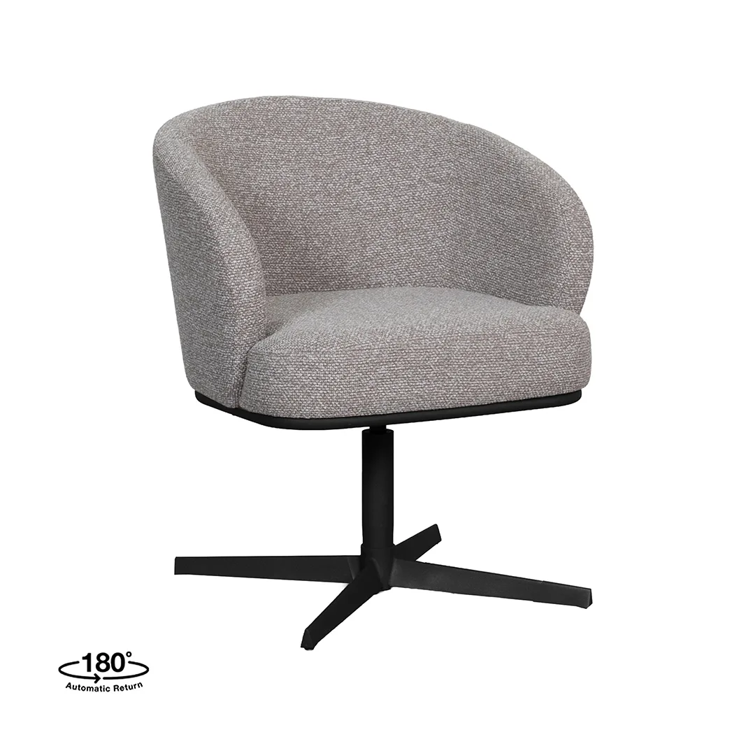 LABEL51 Esszimmerstuhl Cannes zwart metaal in Royal Boucle Mushroom