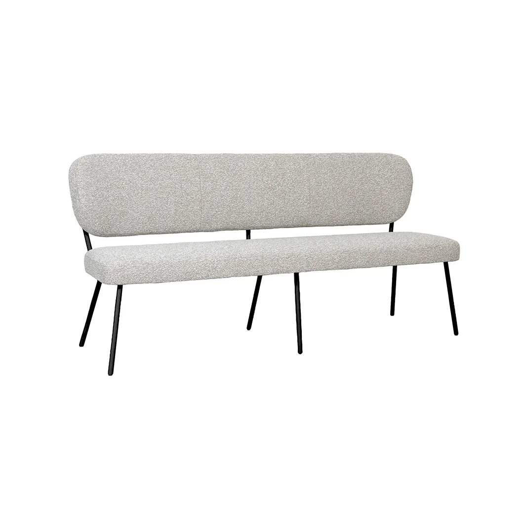 LABEL51 Essbank Singapore 190 cm in Royal Boucle Natural - Royal Bouclé Natural, Gestell Schwarz