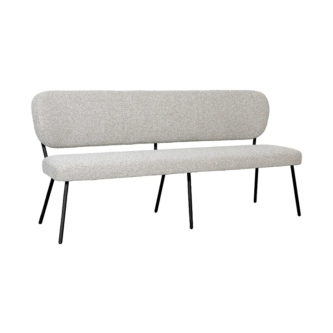 LABEL51 Essbank Singapore 220 cm in Royal Boucle Natural - Royal Bouclé Natural, Gestell Schwarz