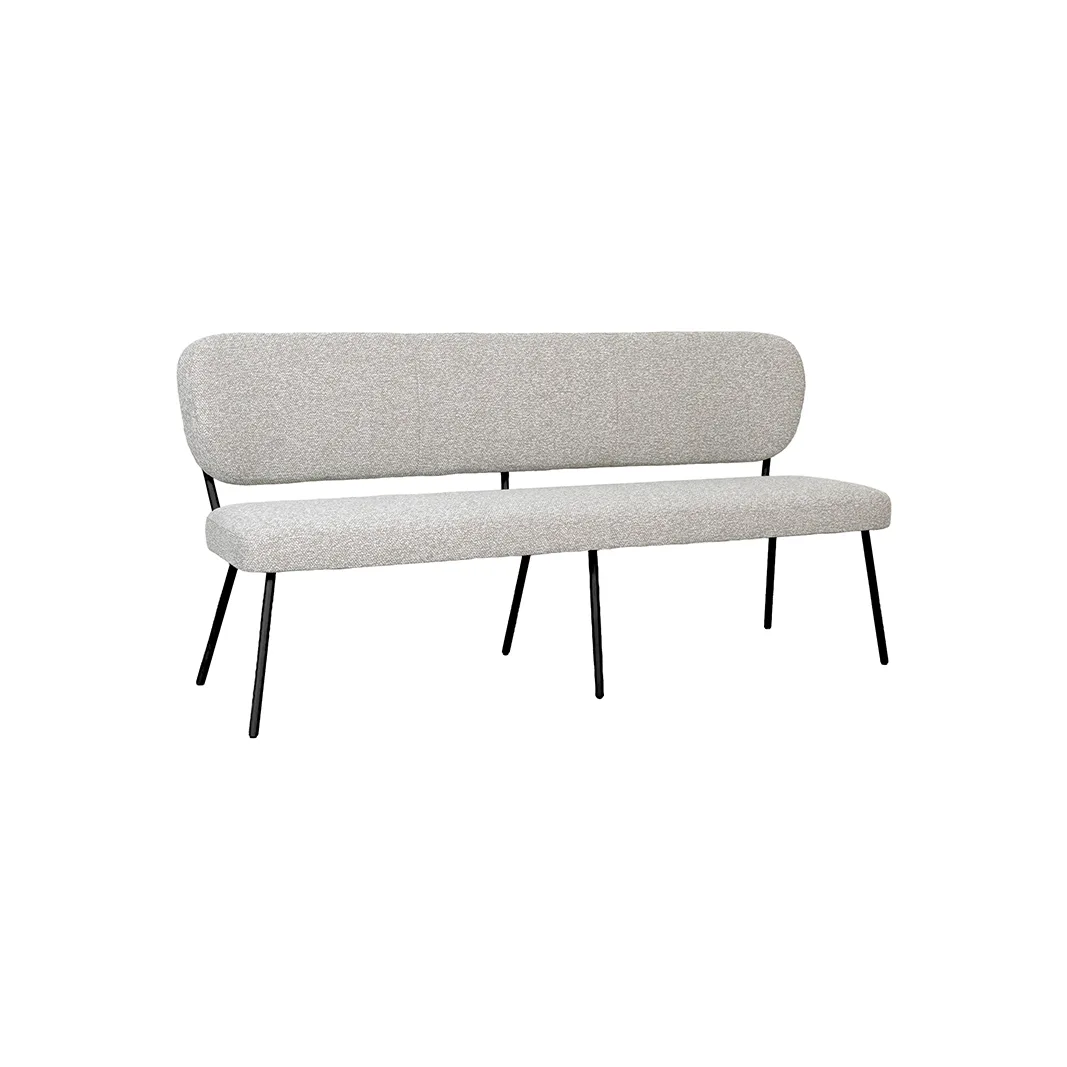 LABEL51 Essbank Singapore 160 cm in Royal Boucle Mushroom - Royal Bouclé Natural, Gestell Schwarz