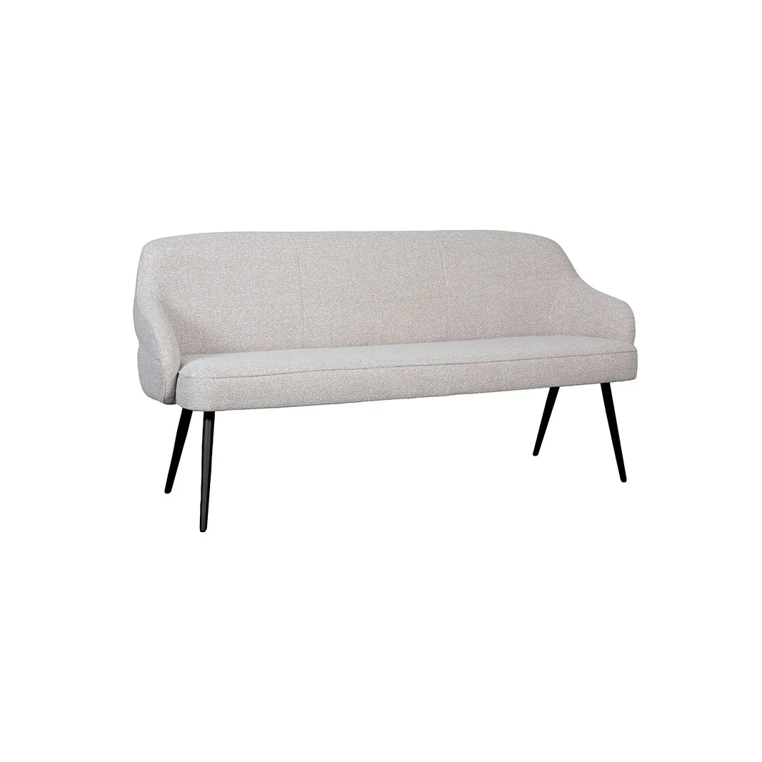 LABEL51 Essbank Bern 160 cm in Royal Boucle Mushroom - Royal Bouclé Natural, Gestell Schwarz