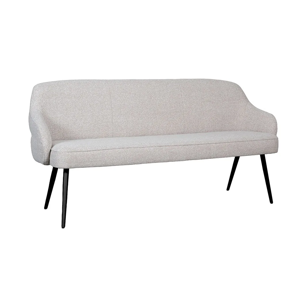 LABEL51 Essbank Bern 220 cm in Royal Boucle Mushroom - Royal Bouclé Natural, Gestell Schwarz