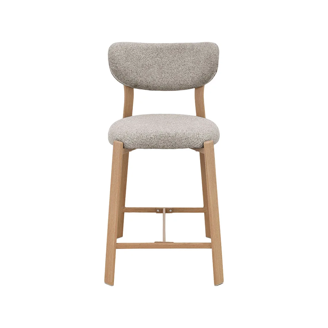 LABEL51 Barkruk Mika laag in Prestige Beige, naturel onderstel, detail 2