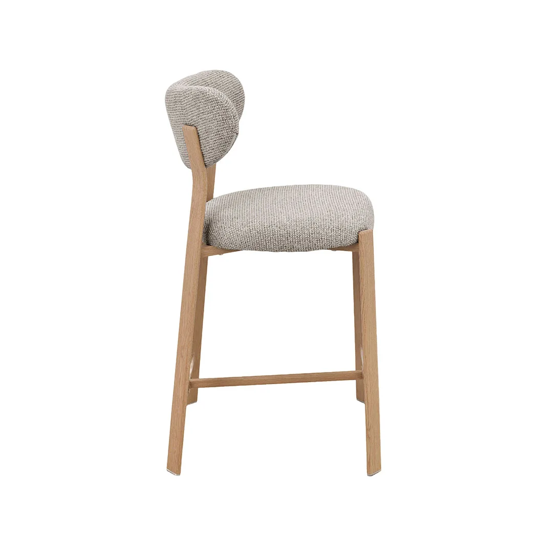 LABEL51 Barkruk Mika laag in Prestige Beige, naturel onderstel, detail 3