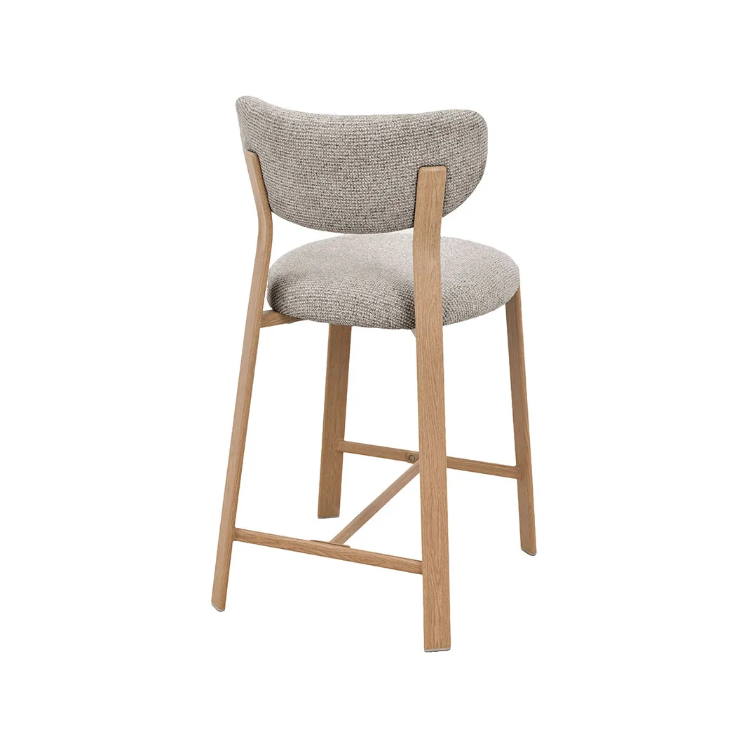 LABEL51 Barkruk Mika laag in Prestige Beige, naturel onderstel, detail 4
