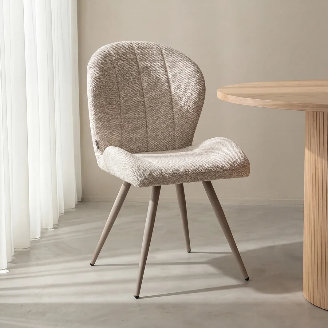 LABEL51 Esszimmerstuhl Sil taupe metaal in Royal Boucle Natural