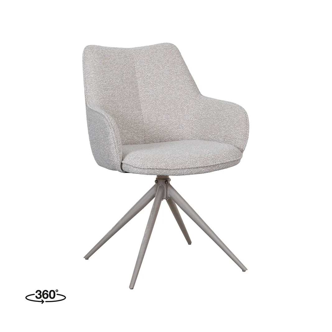 LABEL51 Esszimmerstuhl Sawa taupe metaal in Royal Boucle Natural