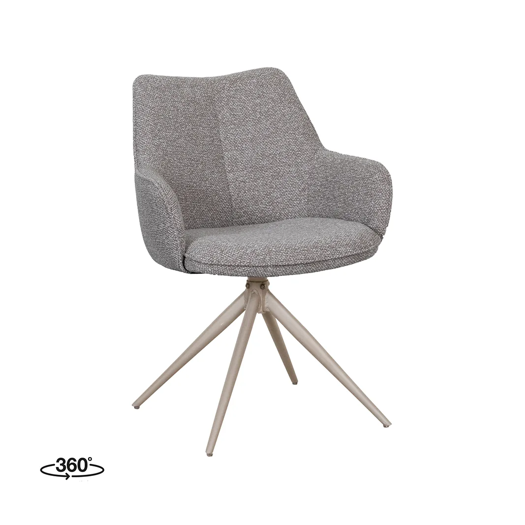 LABEL51 Esszimmerstuhl Sawa taupe metaal in Royal Boucle Mushroom