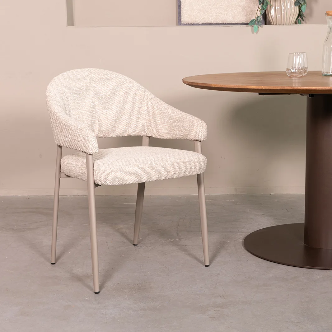 LABEL51 Esszimmerstuhl Sora taupe metaal in Royal Boucle Natural